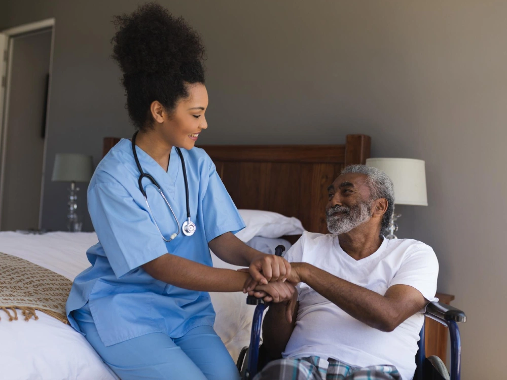 Thrive On Care offers overnight care to couples resting on a bed in San Antonio.