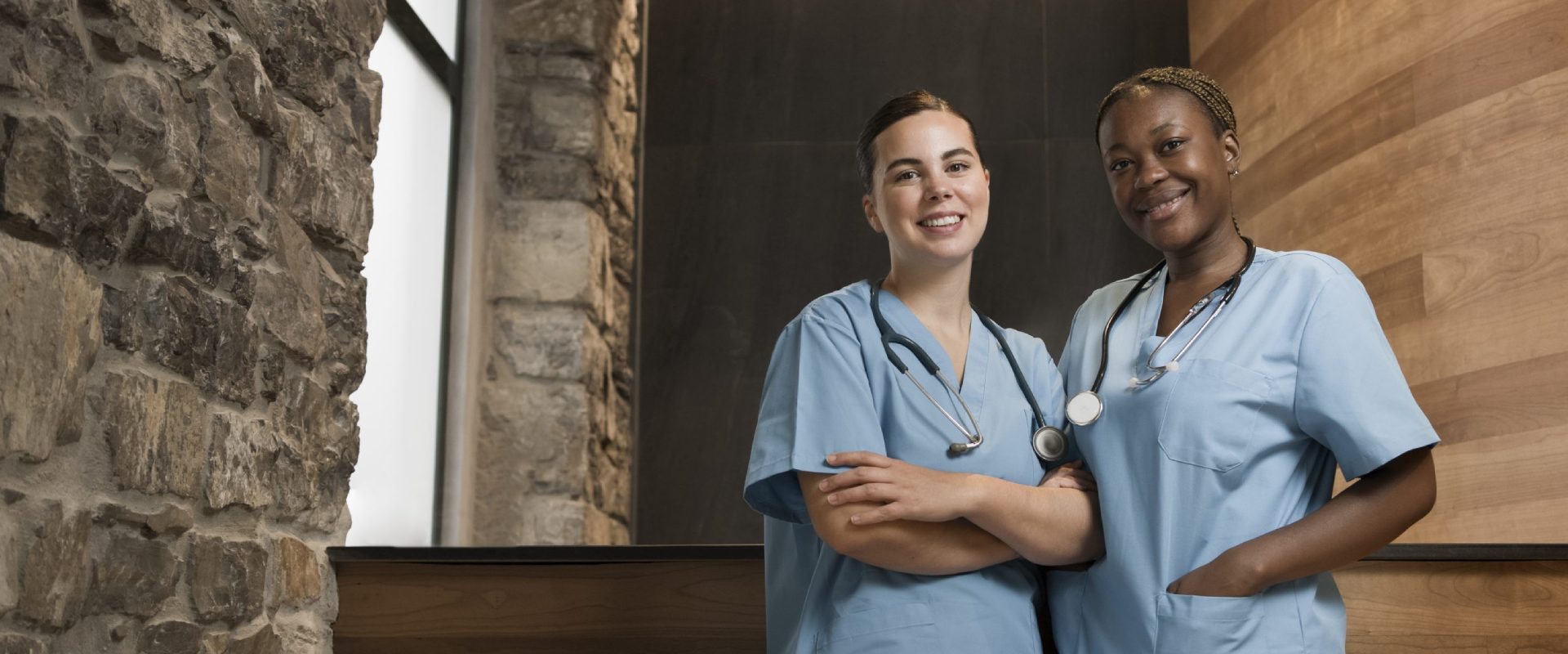 Two smiling Thrive On Care nurses provide 24-hour care and support in San Antonio, TX.